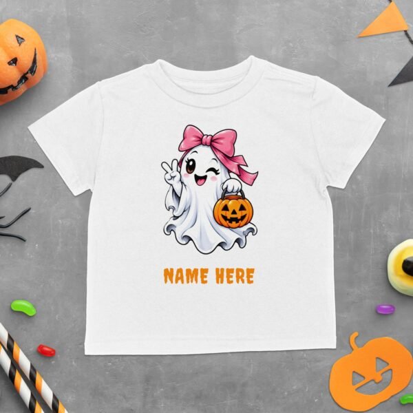 Cute Coquette Ghost Pink Bow Halloween T-Shirt