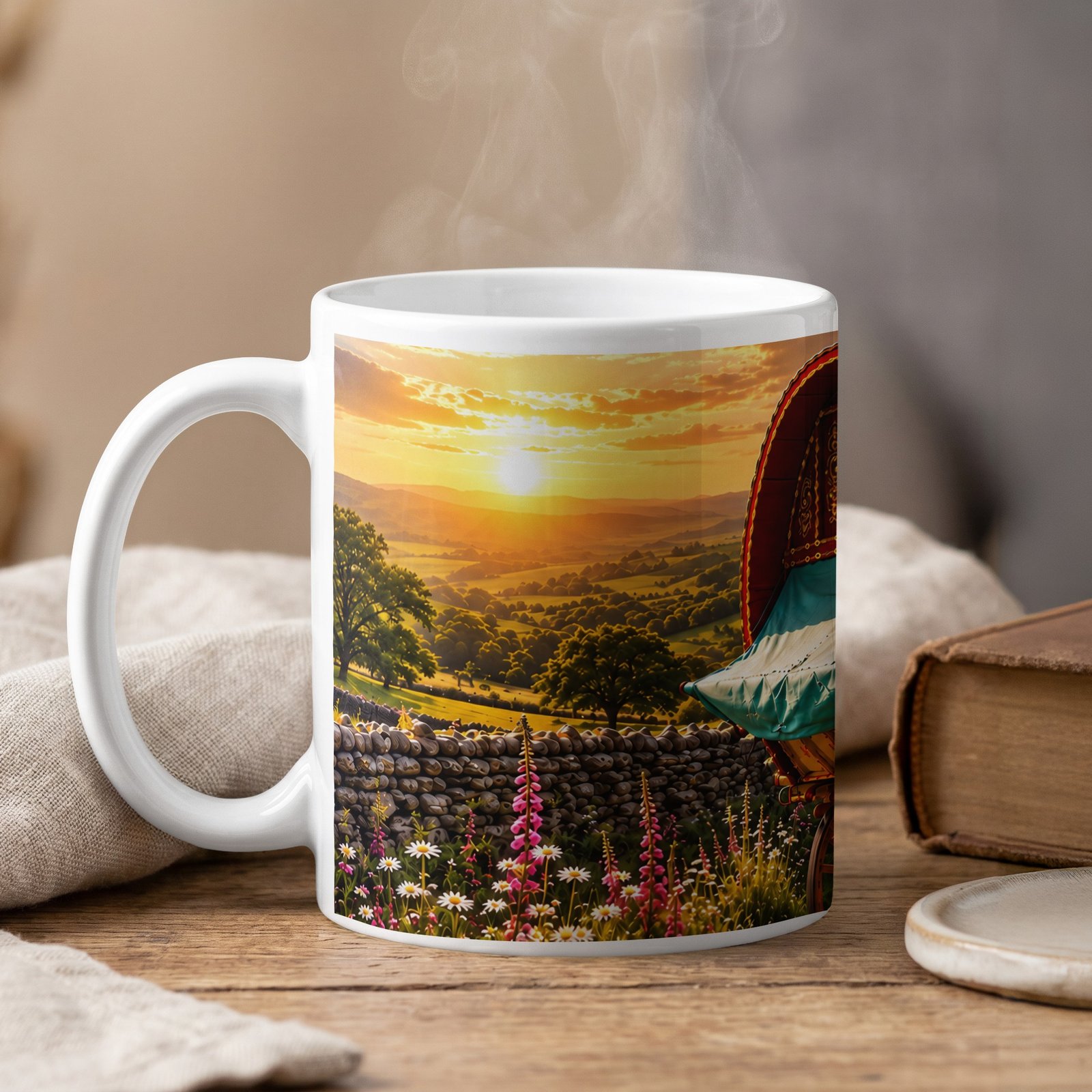 Vintage Gypsy Vardo Caravan Coffee Mug - Image 2