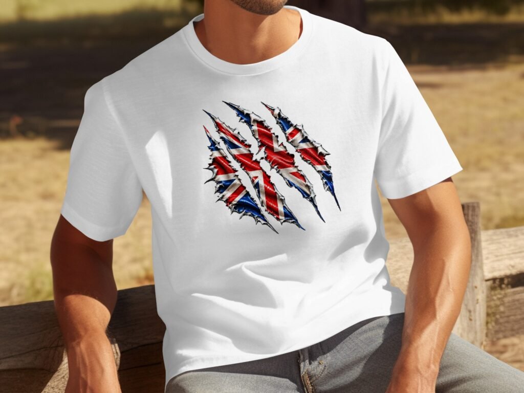 Ripped Union Jack Claw Mark T-Shirt