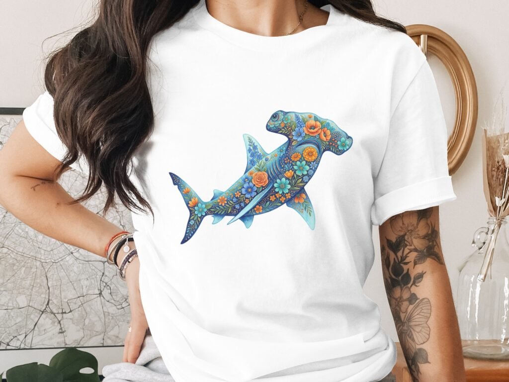 Floral Hammerhead Shark T-Shirt