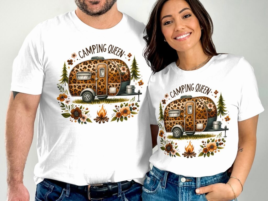 Camping Queen Leopard Camper T-Shirt