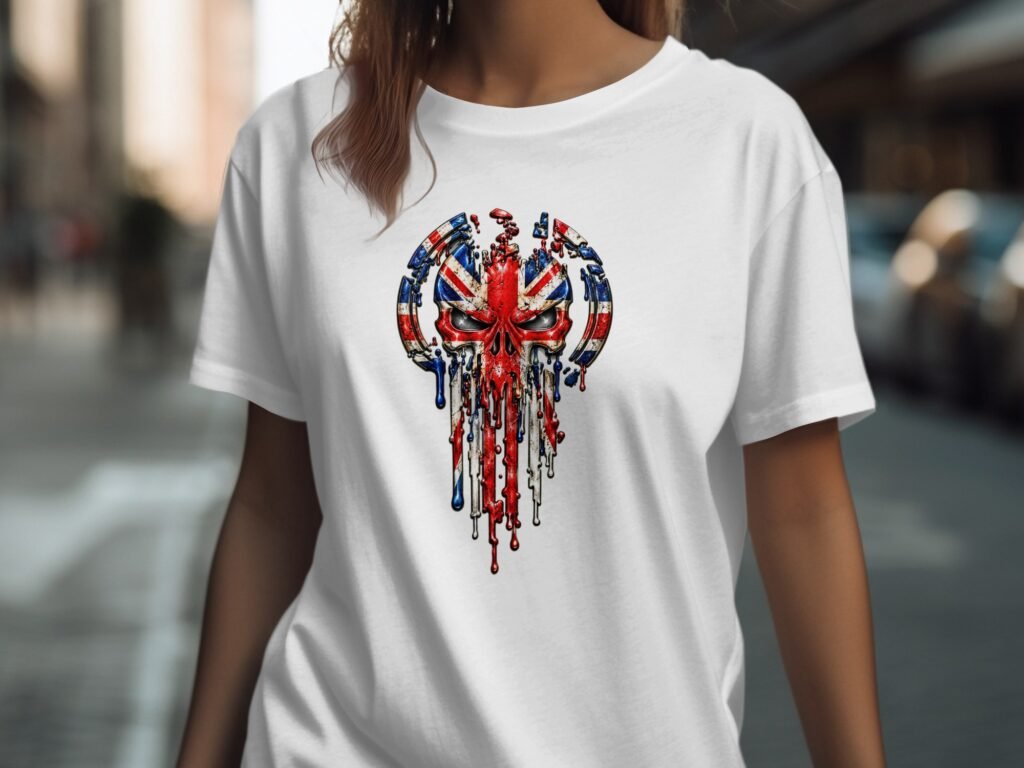 Union Jack Dripping Skull T Shirt