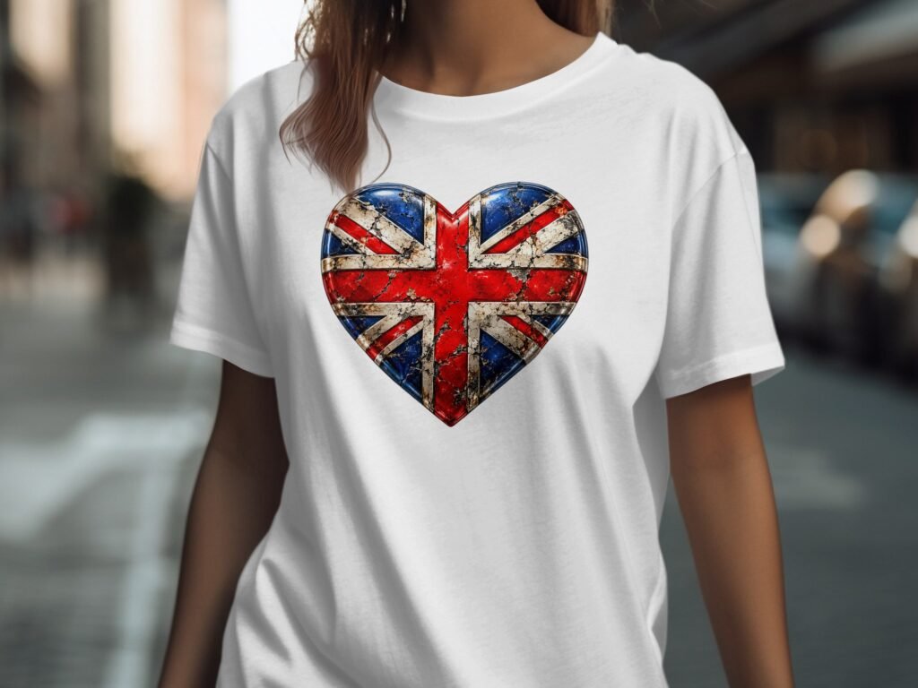 Grunge Union Jack Heart T Shirt