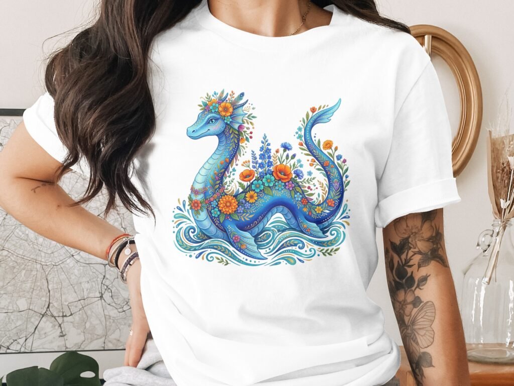 Whimsical Floral Sea Dragon T-Shirt
