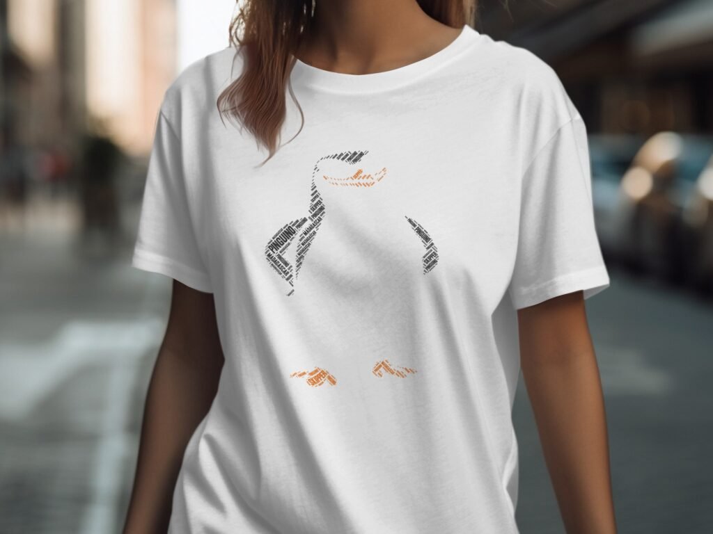 Penguin Typography Word Art T-Shirt
