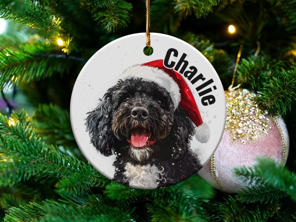 Personalized Black Dog Christmas Ornament