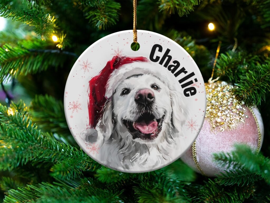 Personalized Santa Dog Christmas Ornament