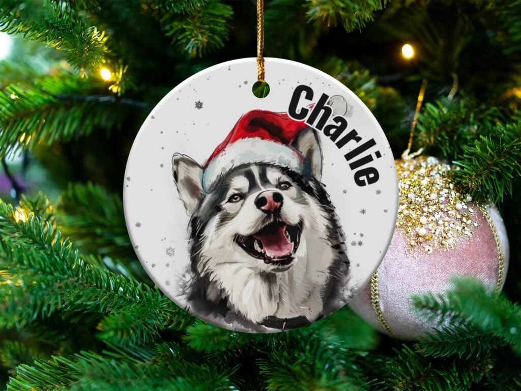Personalized Husky Dog Christmas Ornament