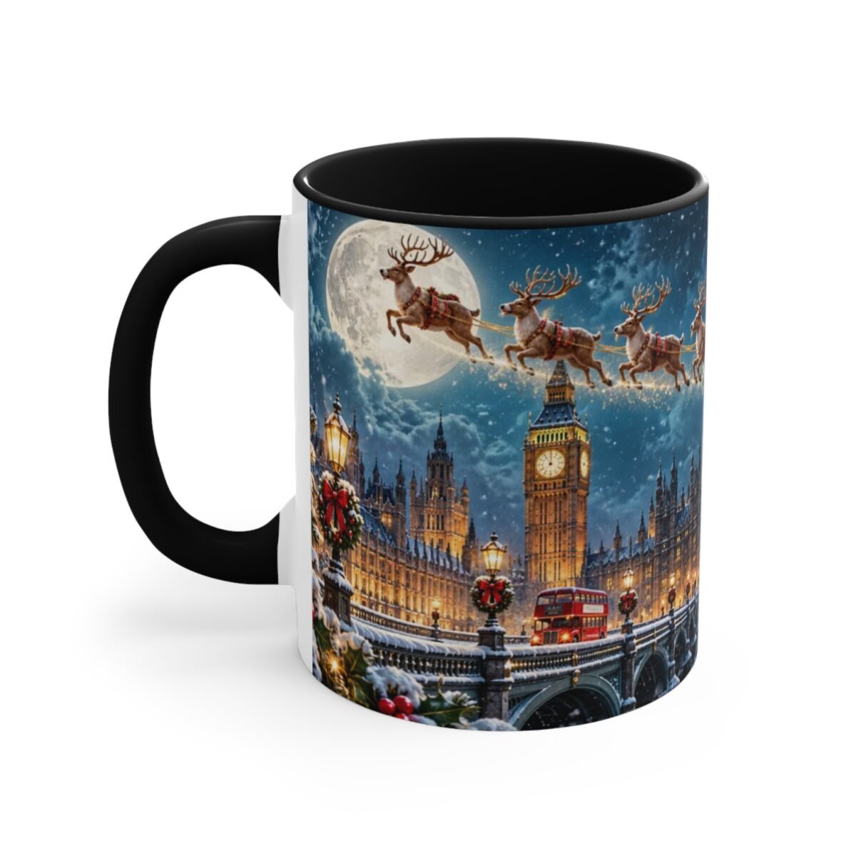 Santa Over London Christmas Holiday Mug