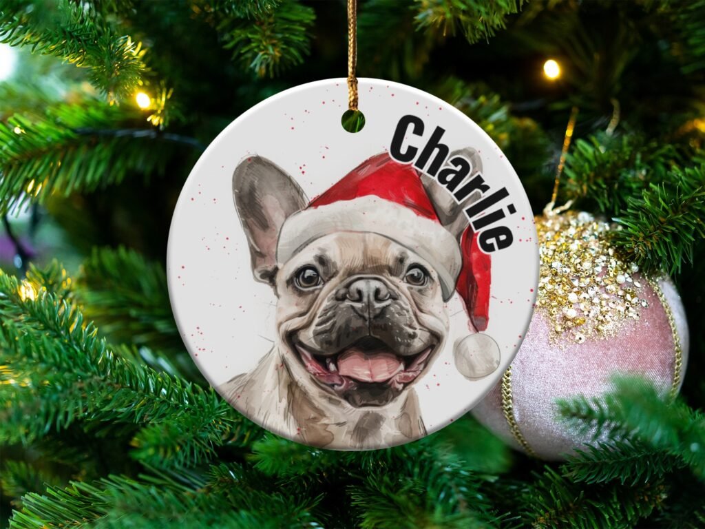 Cute French Bulldog Christmas Ornament