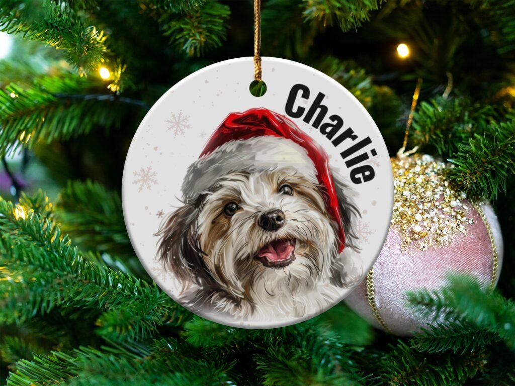 Personalized Santa Dog Christmas Ornament