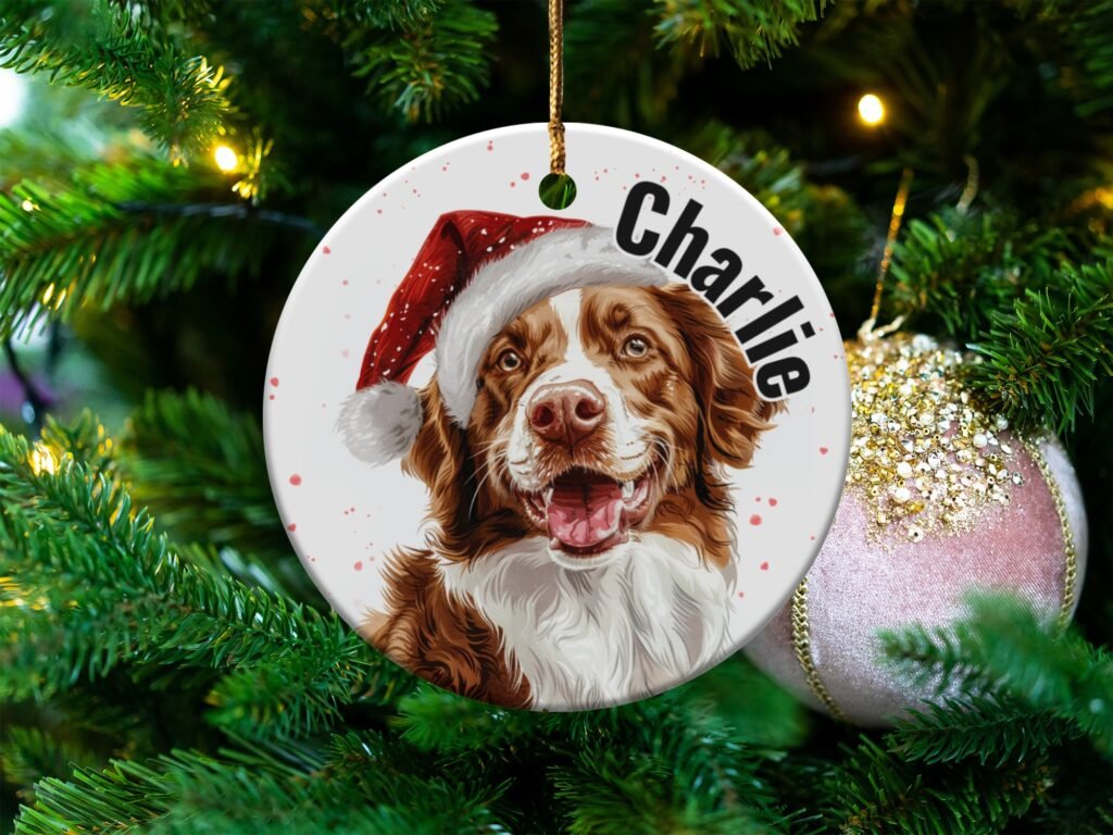 Personalized Dog Santa Hat Christmas Ornament