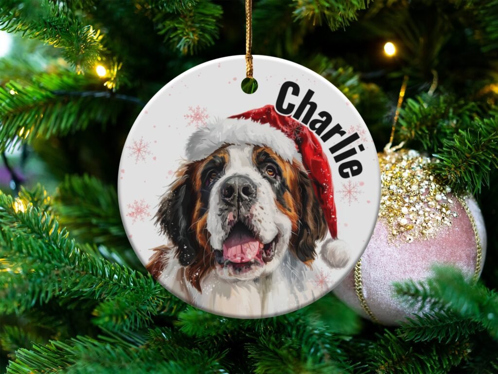 Personalized Saint Bernard Christmas Ornament