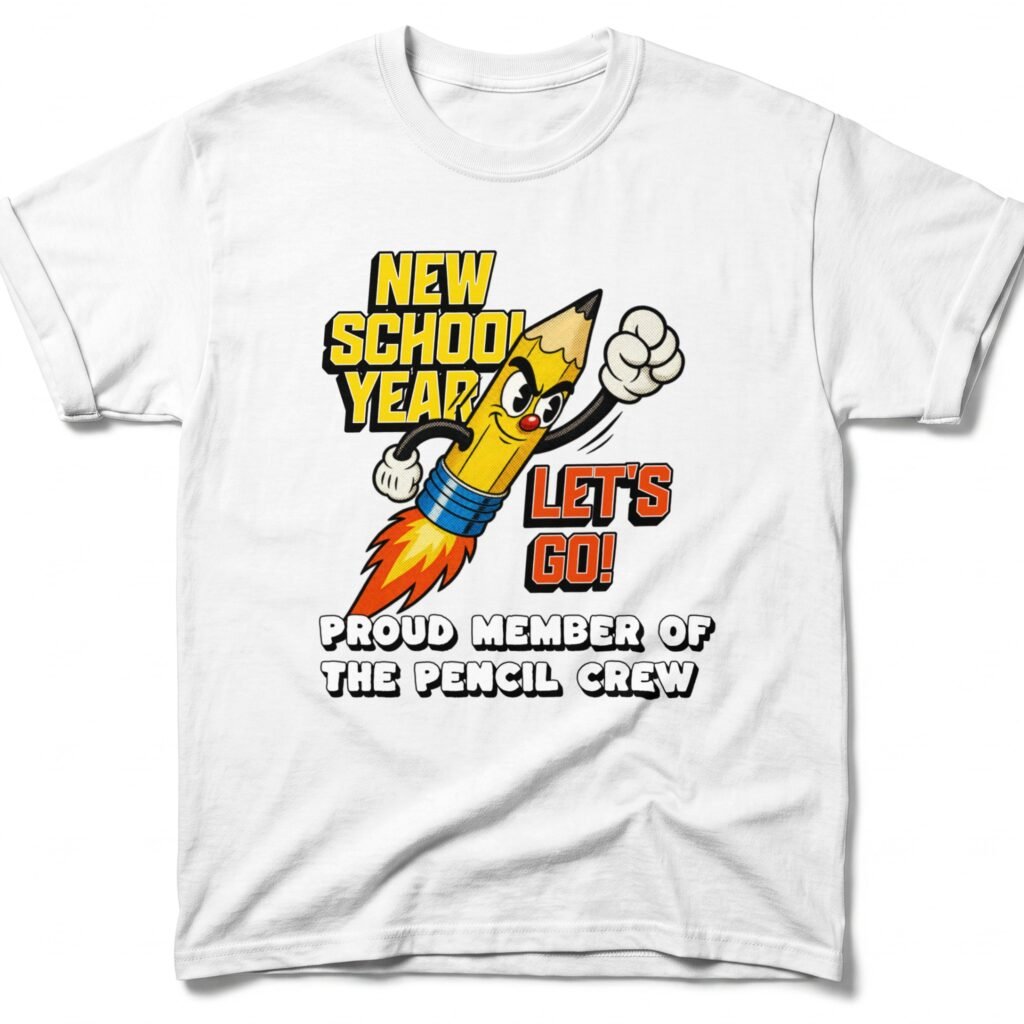 Retro Back to School Pencil Crew T-Shirt