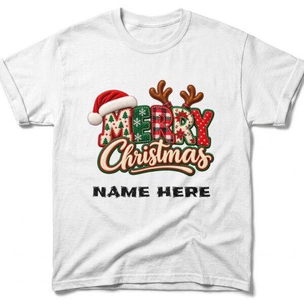 Personalized Patchwork Merry Christmas T-Shirt