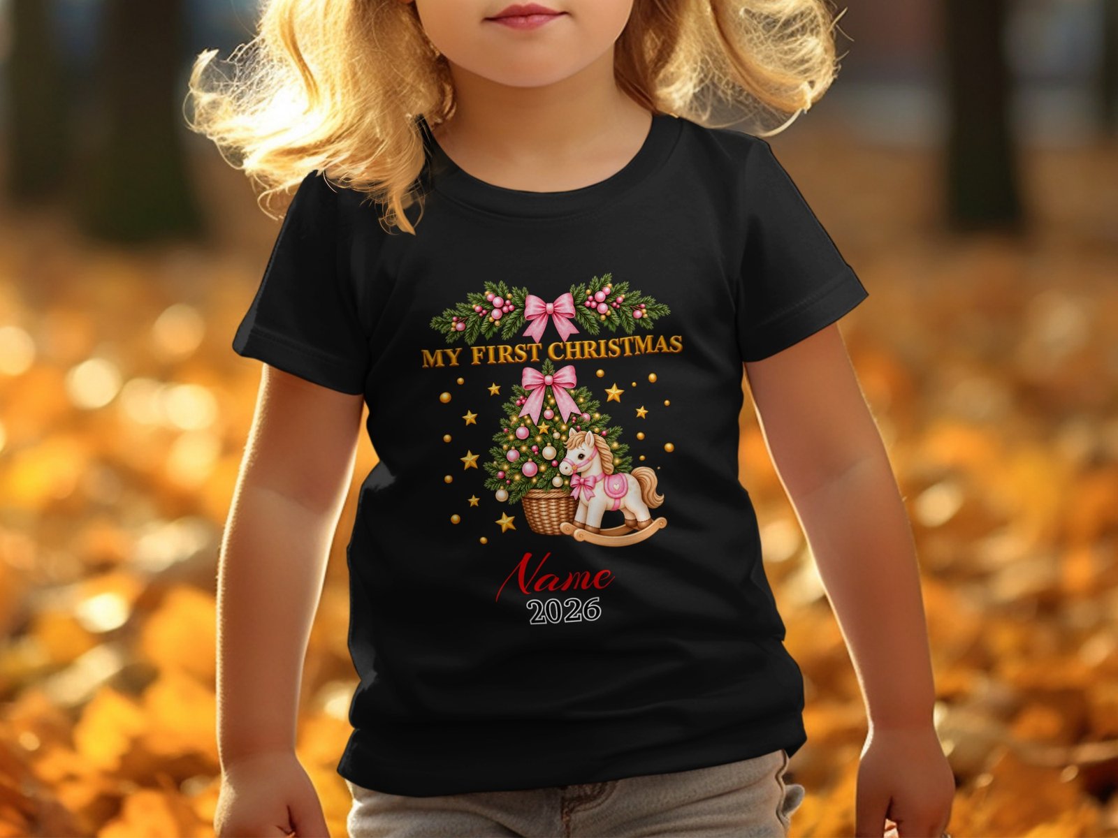 Custom Baby Girl First Christmas T-Shirt - Image 8