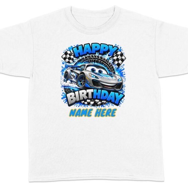 Custom Race Car Happy Birthday T-Shirt