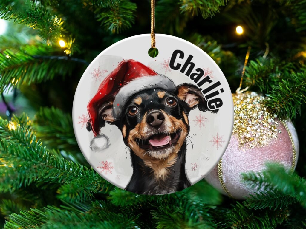 Miniature Pinscher Santa Christmas Ornament