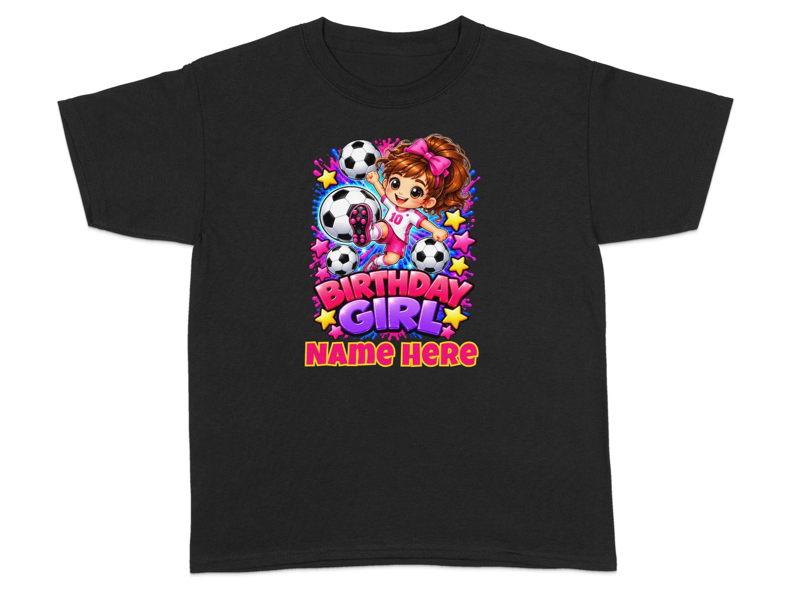 Personalized Soccer Birthday Girl T-Shirt - Image 2