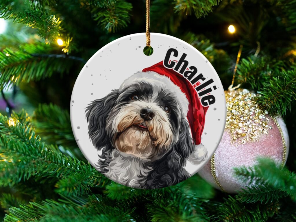 Personalized Dog Santa Hat Christmas Ornament
