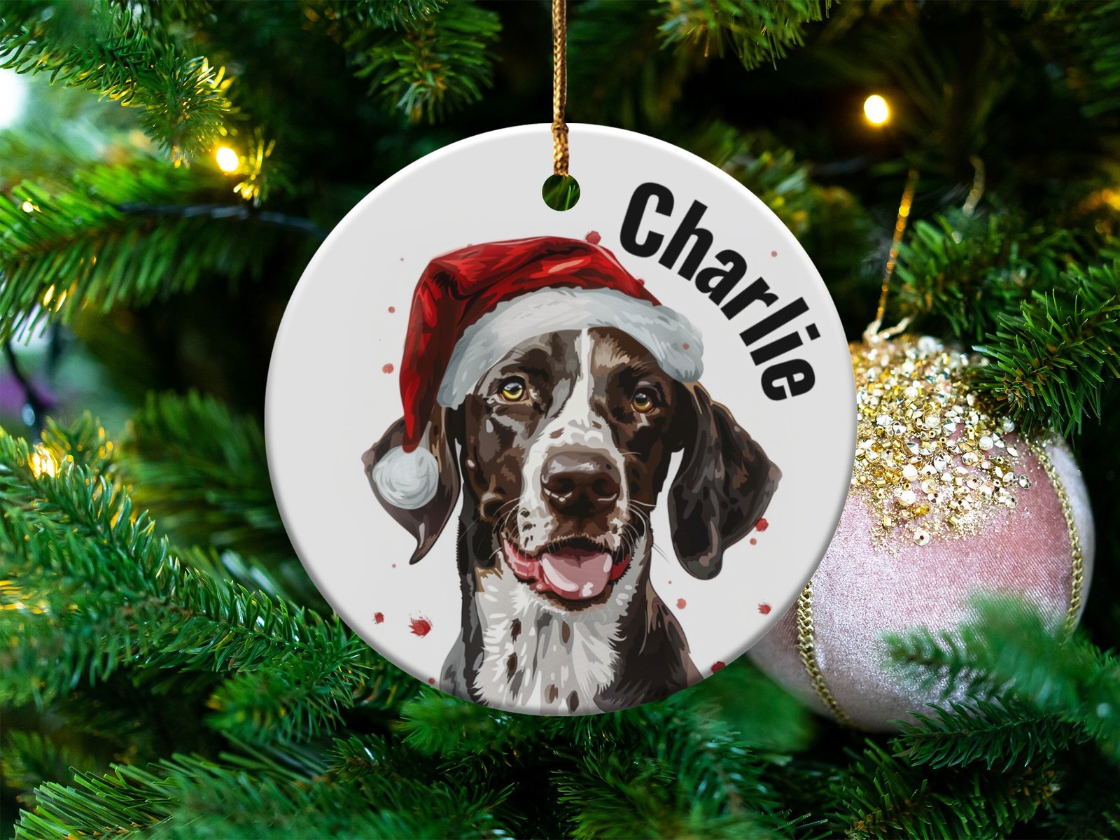 Custom Pointer Dog Christmas Ornament