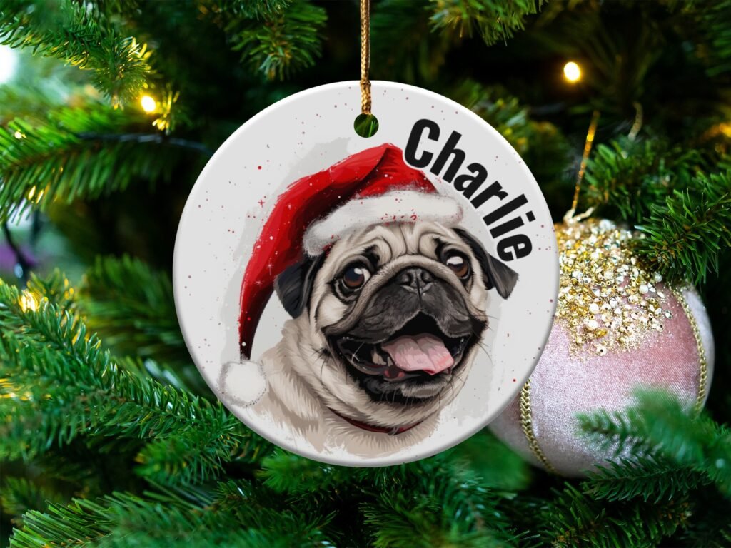 Personalized Santa Pug Christmas Ornament