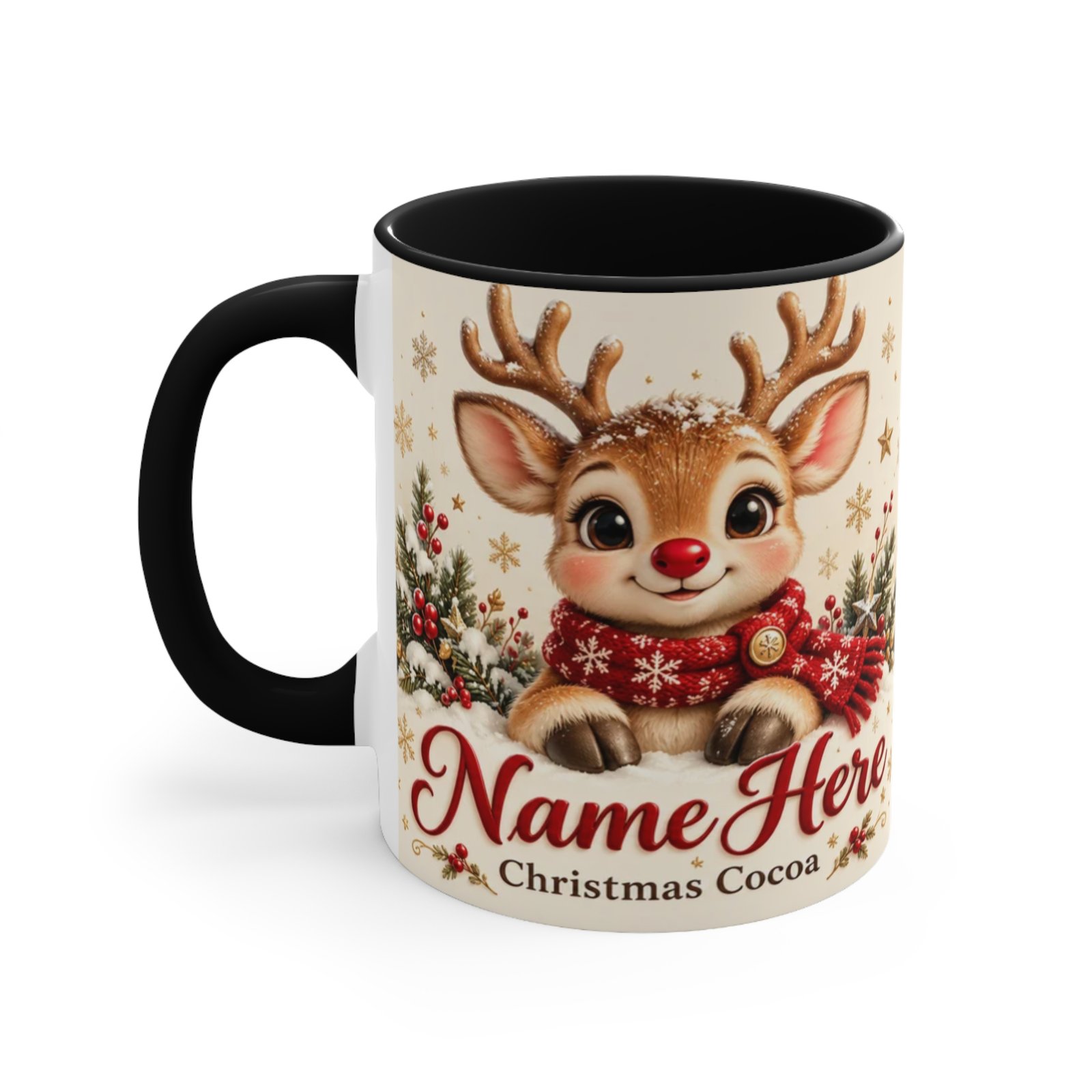Personalized Reindeer Christmas Cocoa Mug
