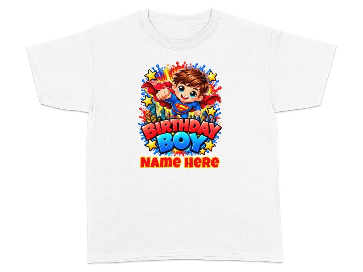 Personalized Superhero Birthday Boy T-Shirt