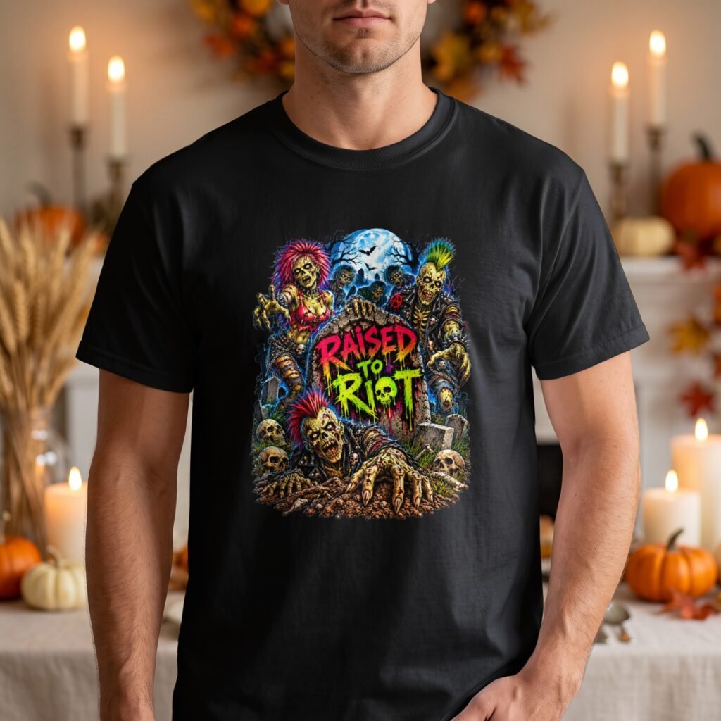 Raised to Riot Punk Rock Zombie Graphic