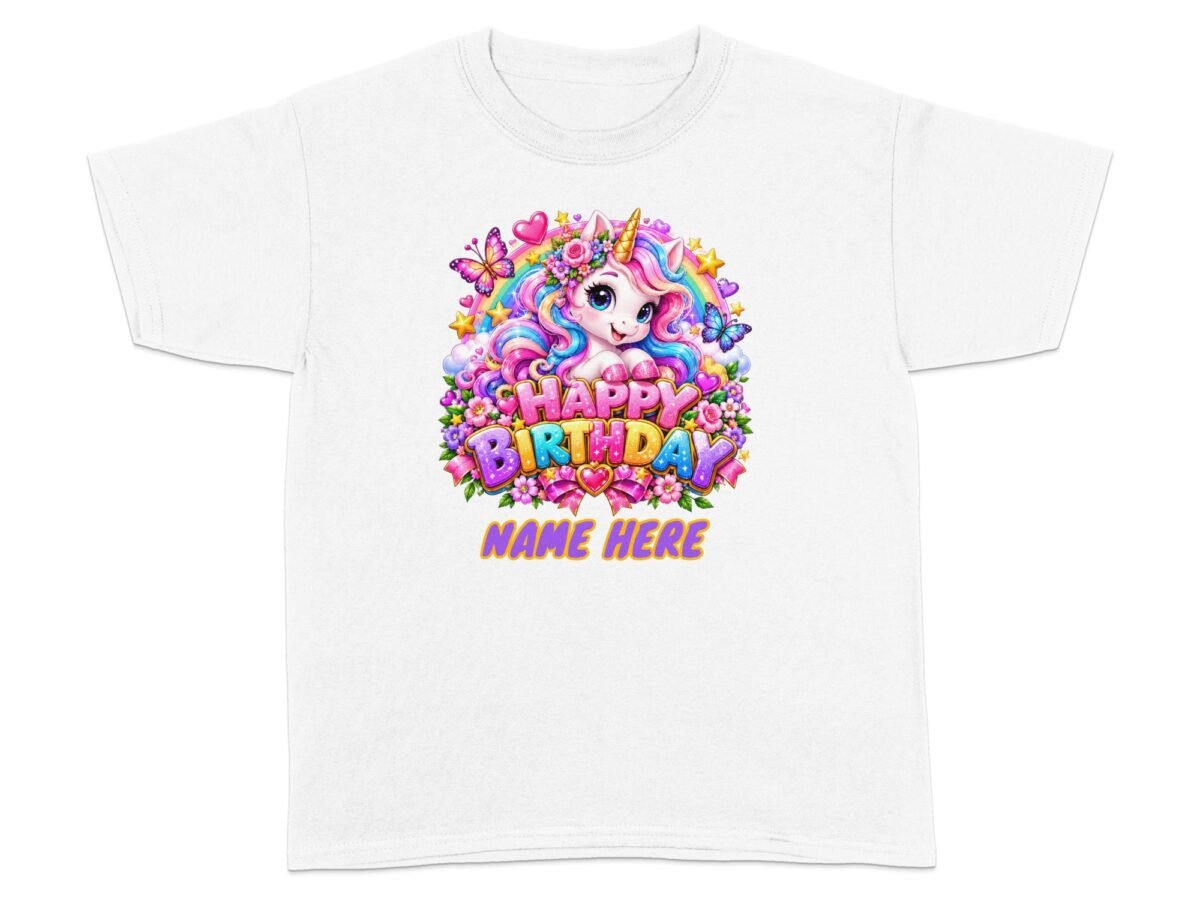 Custom Unicorn Birthday Girl T-Shirt