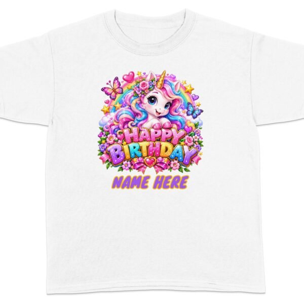 Custom Unicorn Birthday Girl T-Shirt