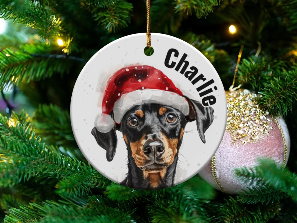 Custom Dachshund Santa Christmas Ornament