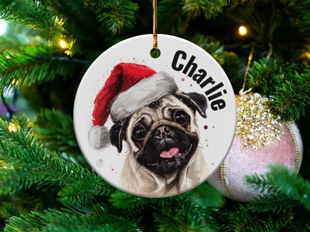 Personalized Santa Pug Christmas Ornament