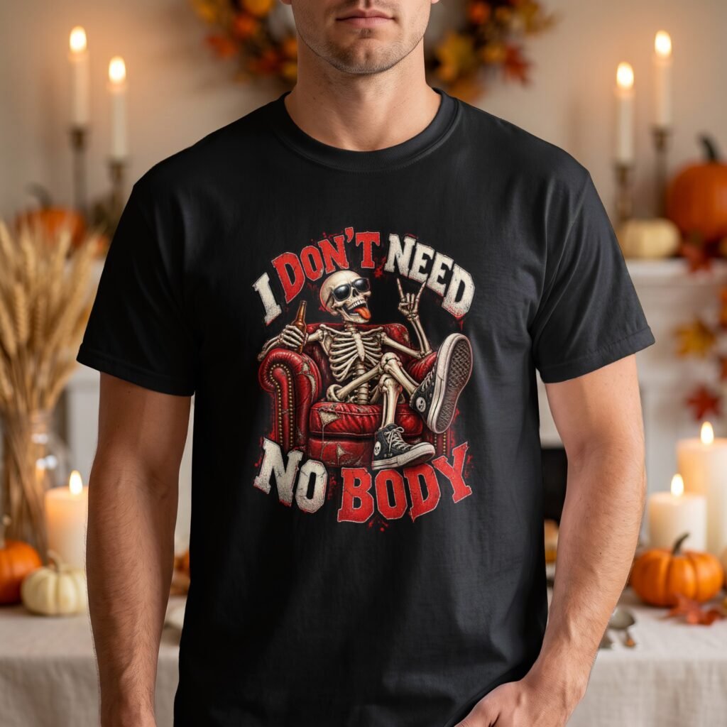 I Don't Need Nobody Funny Skeleton Graphic Print