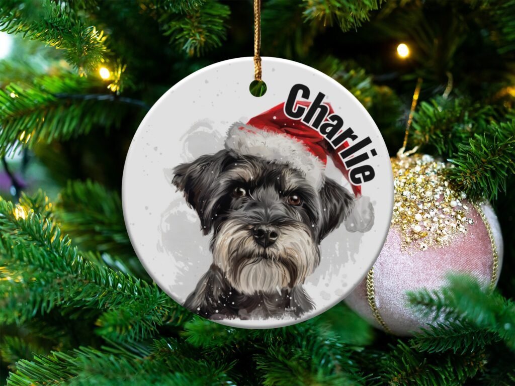 Custom Schnauzer Santa Christmas Ornament