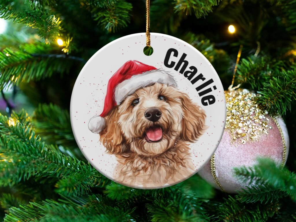 Custom Goldendoodle Christmas Dog Ornament