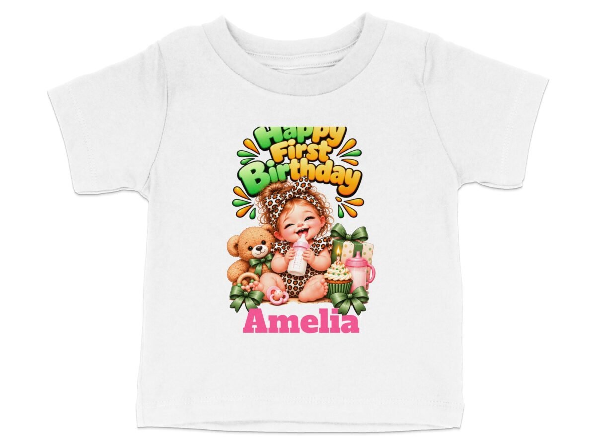 Baby Girl Happy First Birthday T-Shirt