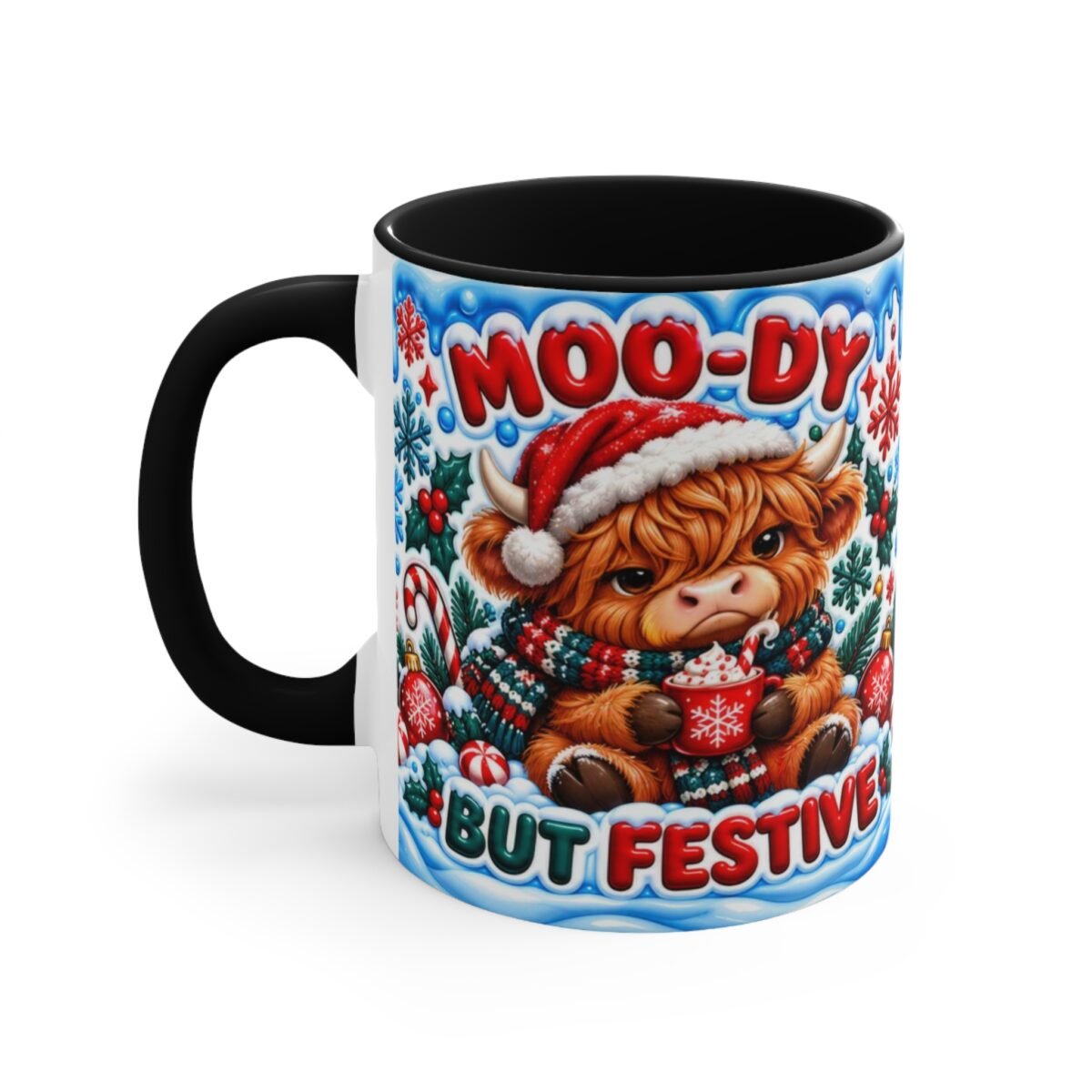 Moody But Festive Christmas Highland Cow Mug