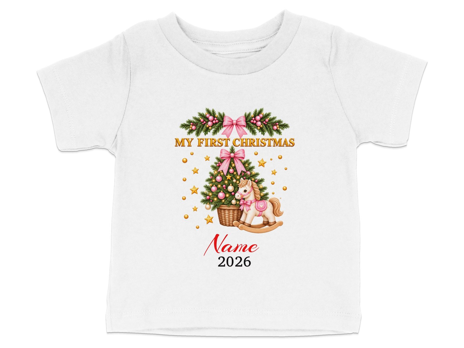 Custom Baby Girl First Christmas T-Shirt - Image 3