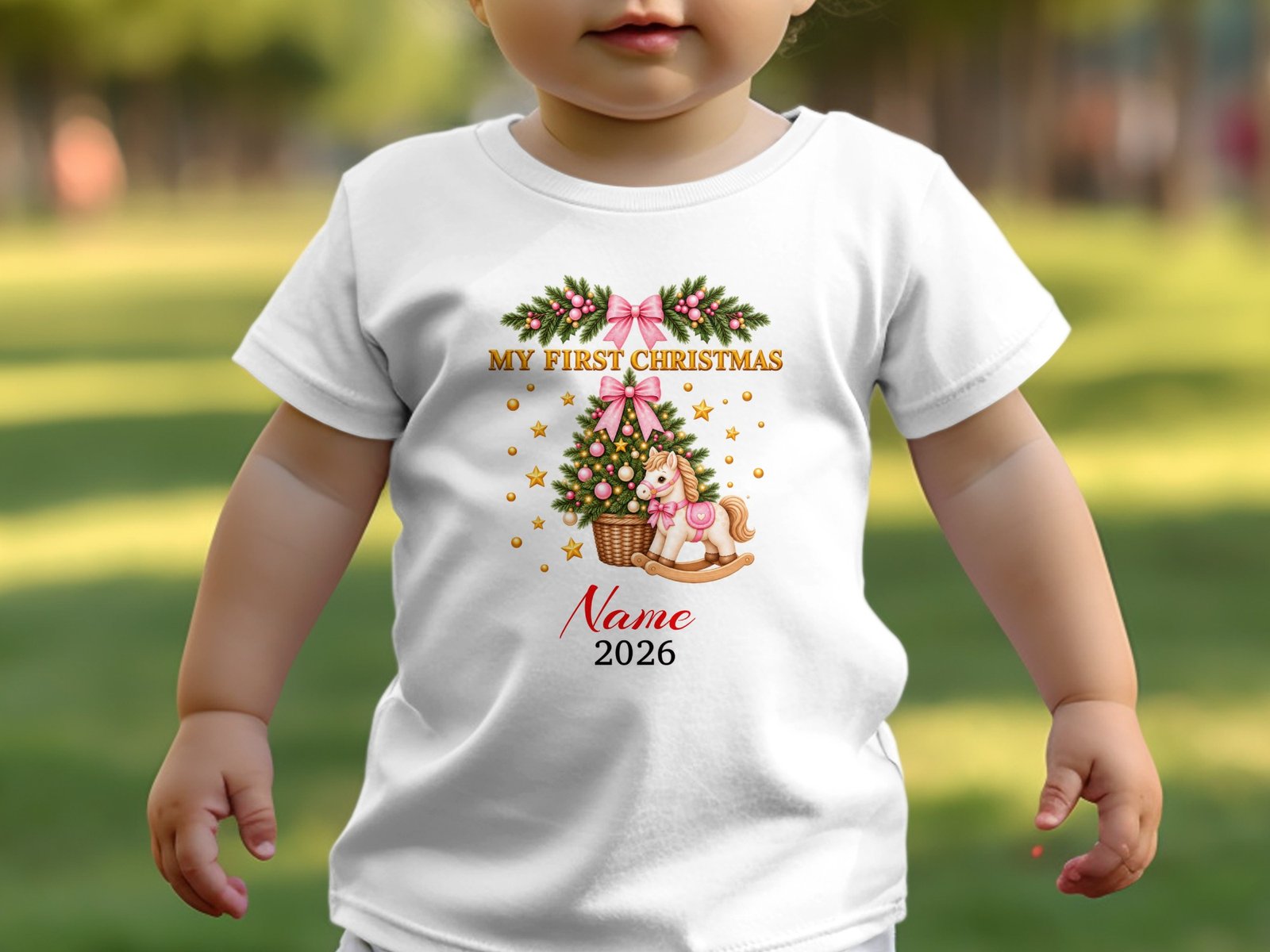 Custom Baby Girl First Christmas T-Shirt - Image 5
