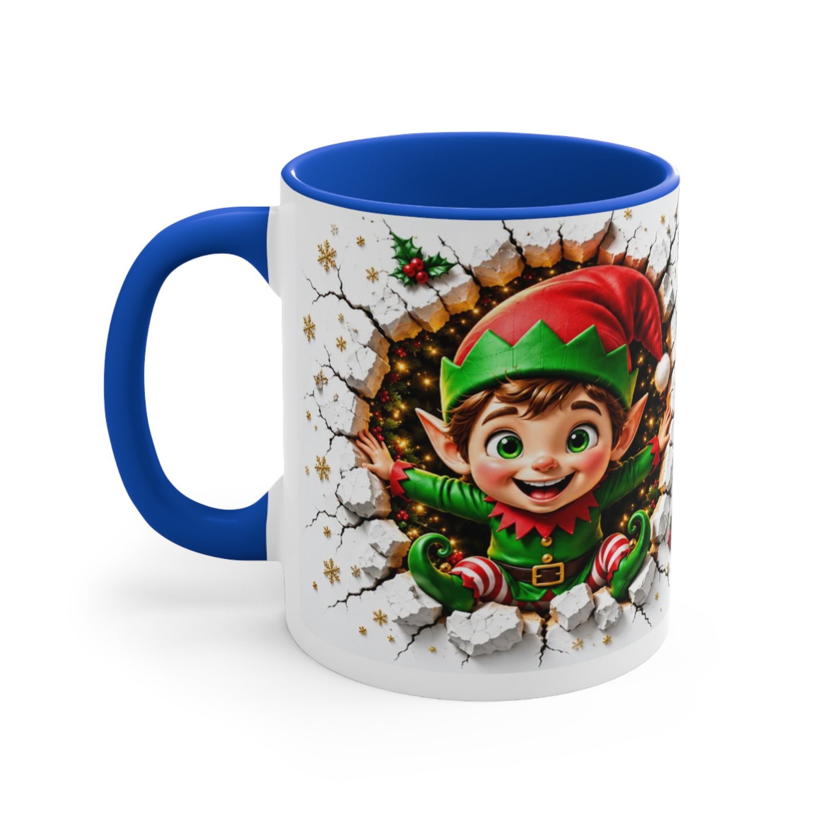 Playful 3D Christmas Elf Ceramic Mug - Image 2
