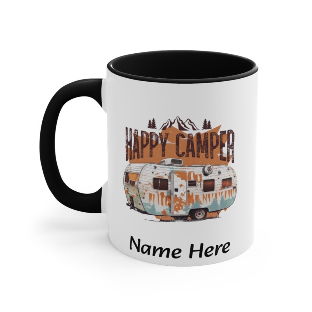 Personalized Retro Happy Camper Coffee Mug