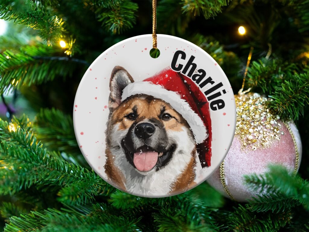 Custom Akita Christmas Dog Ornament