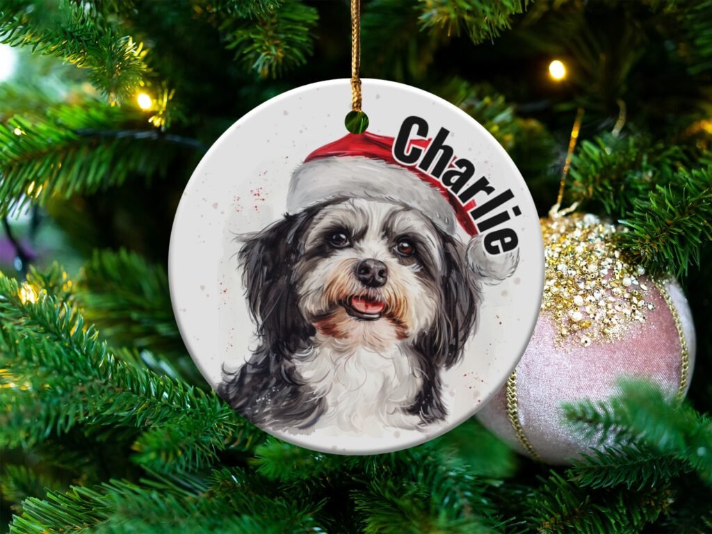 Personalized Dog Santa Hat Christmas Ornament