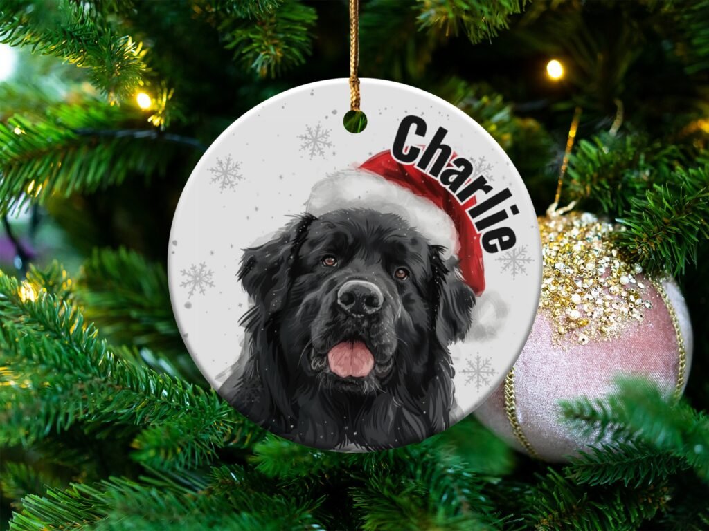 Custom Newfoundland Dog Christmas Ornament