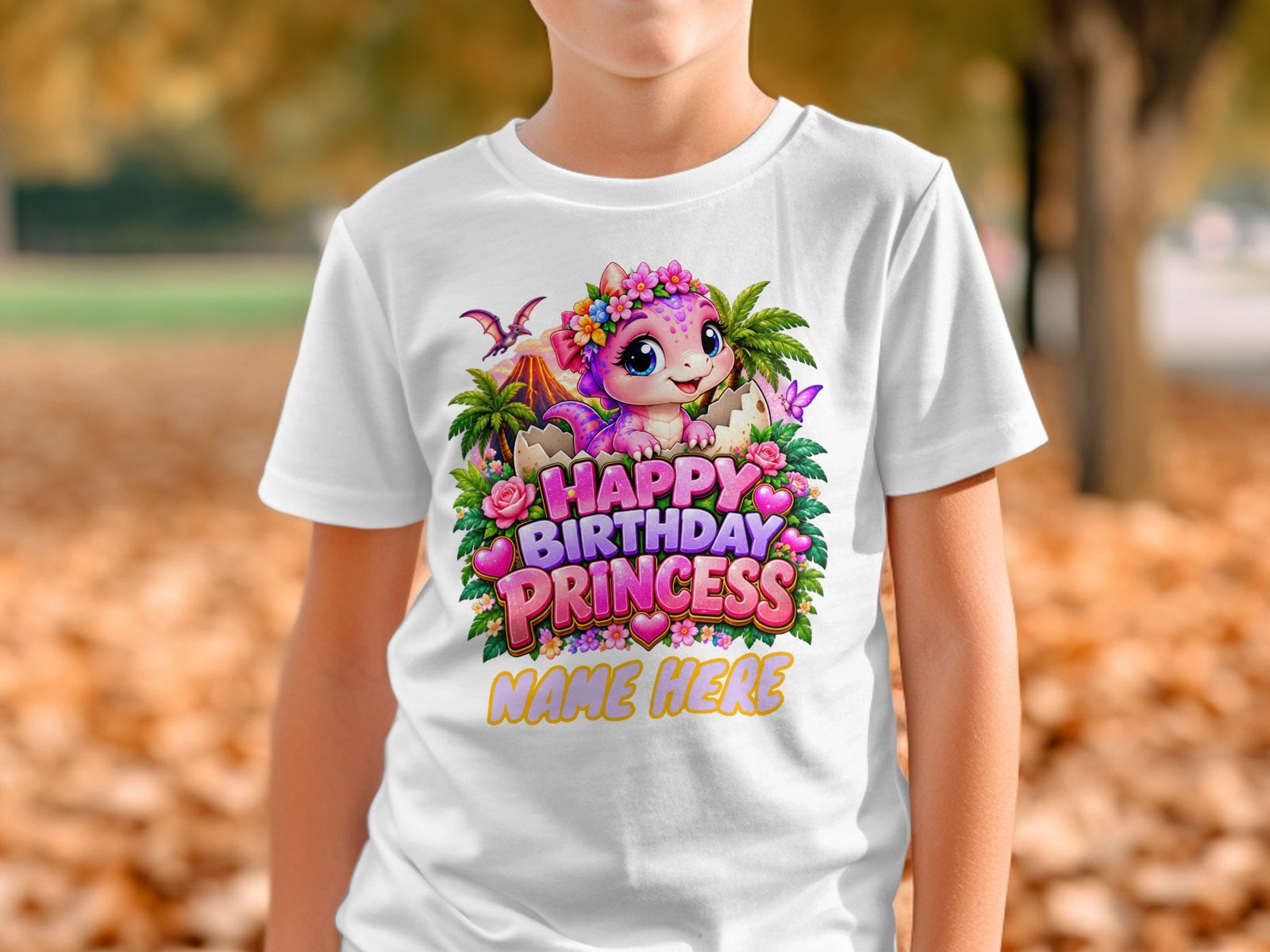 Custom Dinosaur Princess Birthday T-Shirt - Image 4