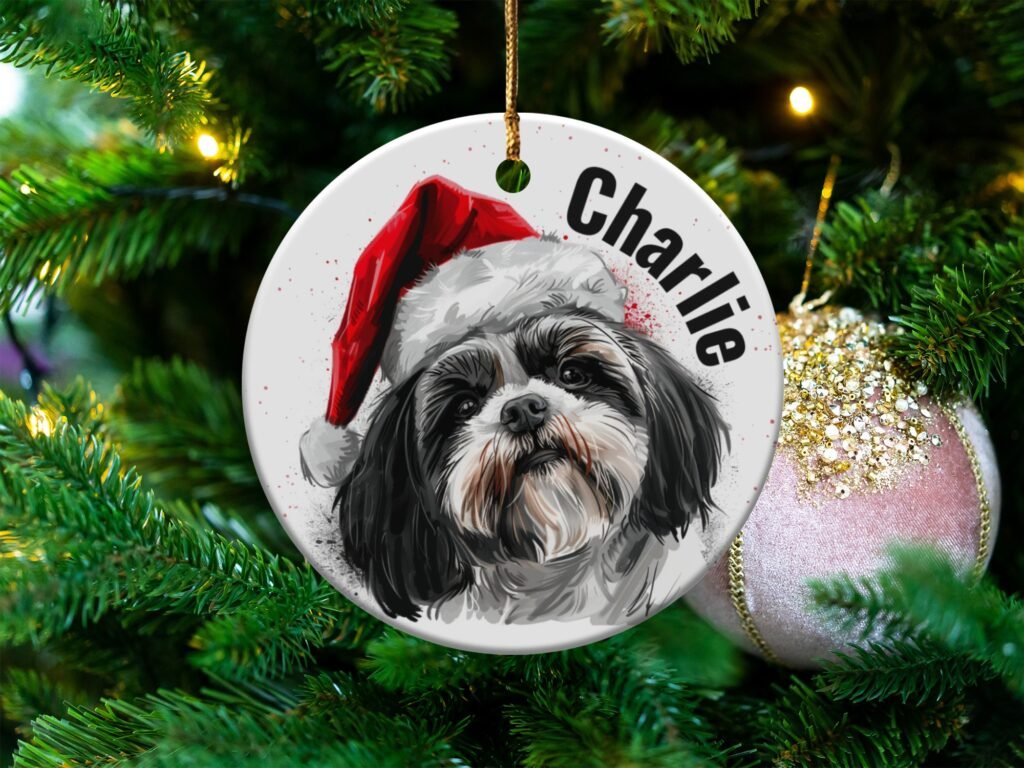 Custom Santa Shih Tzu Christmas Ornament